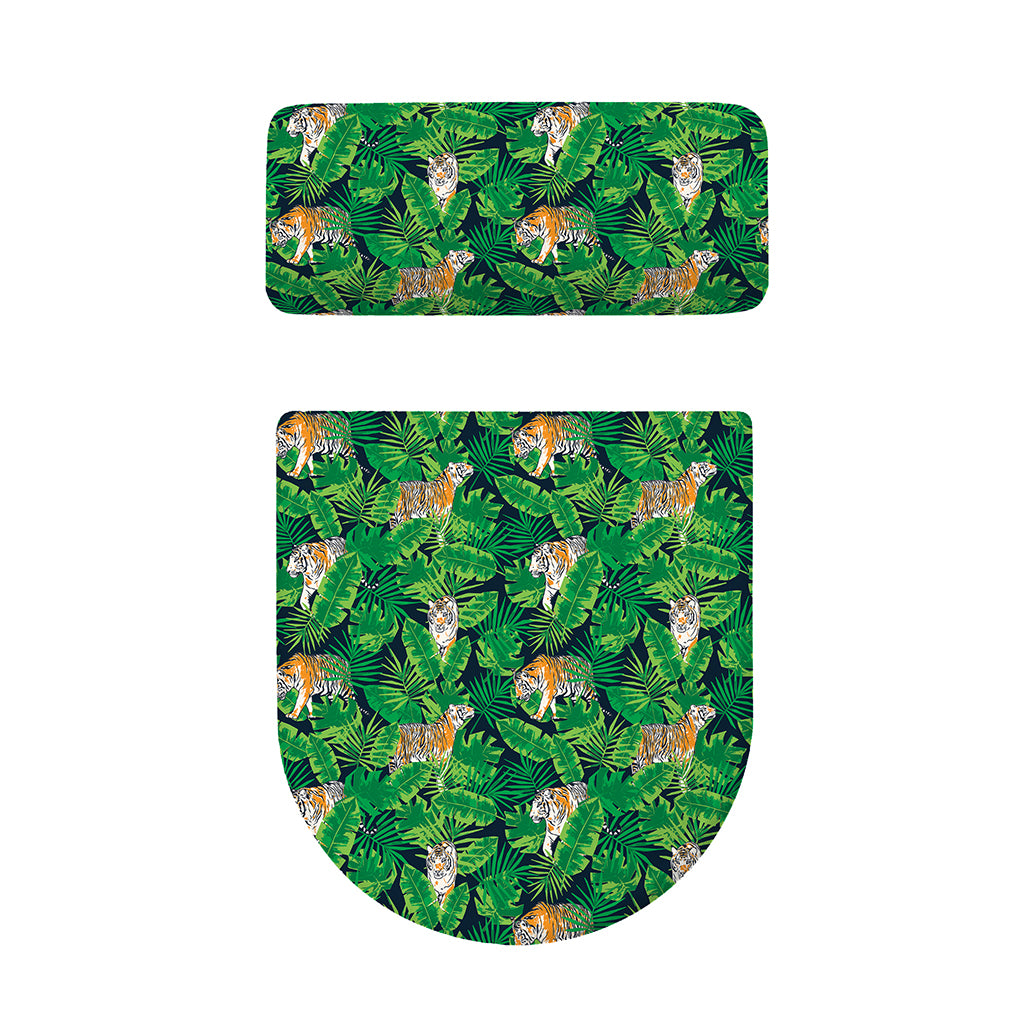 Tropical Tiger Pattern Print Toilet Lid And Tank Cover Set