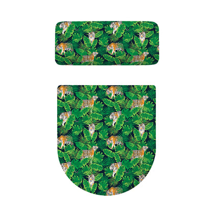 Tropical Tiger Pattern Print Toilet Lid And Tank Cover Set