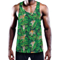 Tropical Tiger Pattern Print Men's Workout Tank Top