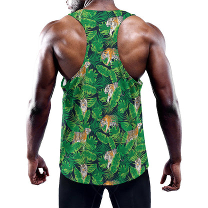 Tropical Tiger Pattern Print Training Tank Top