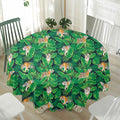 Tropical Tiger Pattern Print Waterproof Round Tablecloth