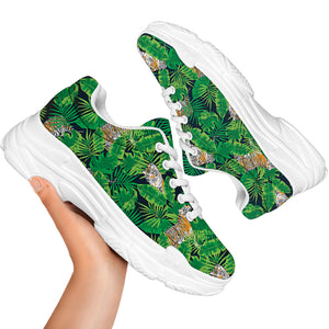 Tropical Tiger Pattern Print White Chunky Shoes