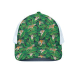 Tropical Tiger Pattern Print White Mesh Trucker Cap