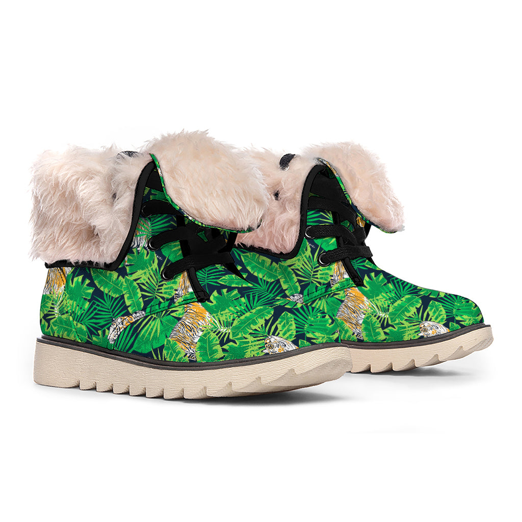 Tropical Tiger Pattern Print Winter Boots