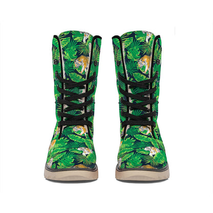 Tropical Tiger Pattern Print Winter Boots
