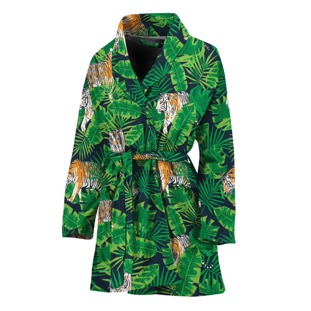 Tropical Tiger Pattern Print Women's Bathrobe