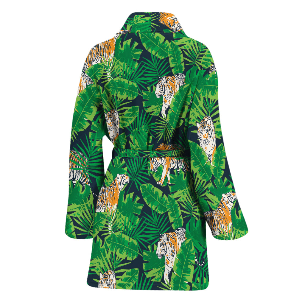 Tropical Tiger Pattern Print Women's Bathrobe