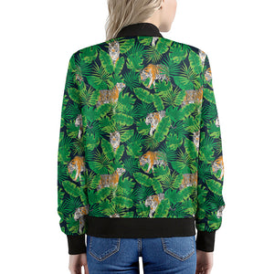 Tropical Tiger Pattern Print Women's Bomber Jacket