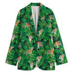 Tropical Tiger Pattern Print Women's Cotton Blazer