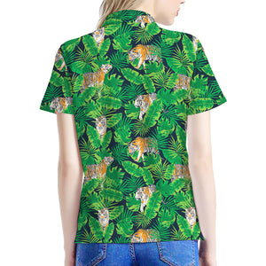 Tropical Tiger Pattern Print Women's Polo Shirt