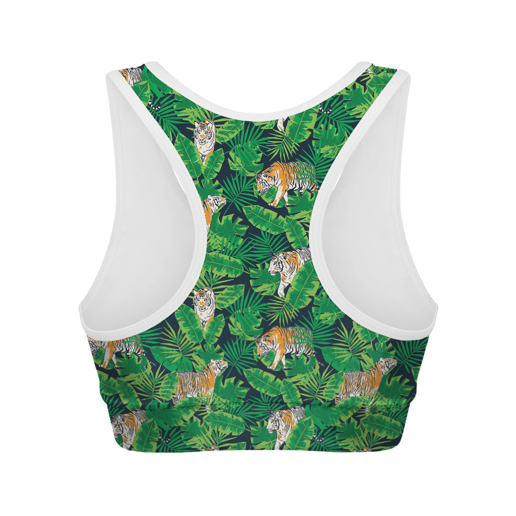 Tropical Tiger Pattern Print Women's Sports Bra