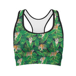 Tropical Tiger Pattern Print Women's Sports Bra