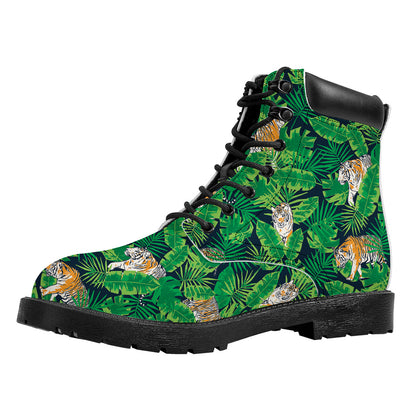 Tropical Tiger Pattern Print Work Boots