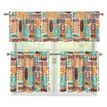 Tropical Tiki Pattern Print 3 Piece Kitchen Curtains