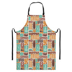 Tropical Tiki Pattern Print Bib Apron With Pocket