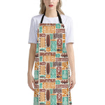 Tropical Tiki Pattern Print Bib Apron With Pocket