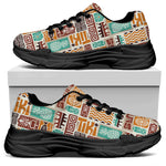 Tropical Tiki Pattern Print Black Chunky Shoes