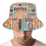 Tropical Tiki Pattern Print Bucket Hat