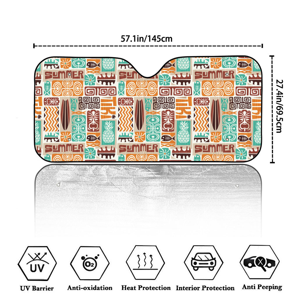 Tropical Tiki Pattern Print Car Windshield Sun Shade