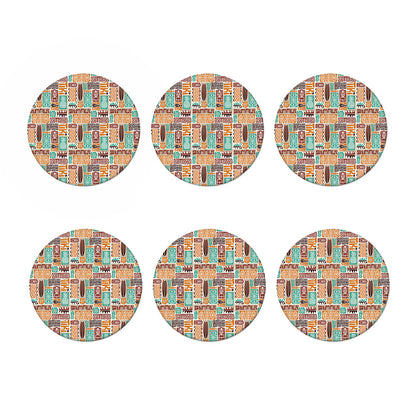 Tropical Tiki Pattern Print Coaster Set