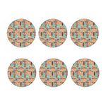 Tropical Tiki Pattern Print Coaster Set