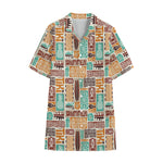 Tropical Tiki Pattern Print Cotton Hawaiian Shirt