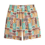 Tropical Tiki Pattern Print Cotton Shorts