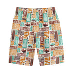 Tropical Tiki Pattern Print Cotton Shorts