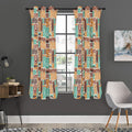 Tropical Tiki Pattern Print Grommet Curtain Panels