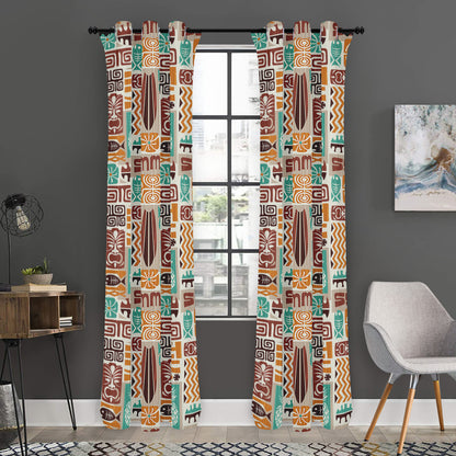 Tropical Tiki Pattern Print Curtain