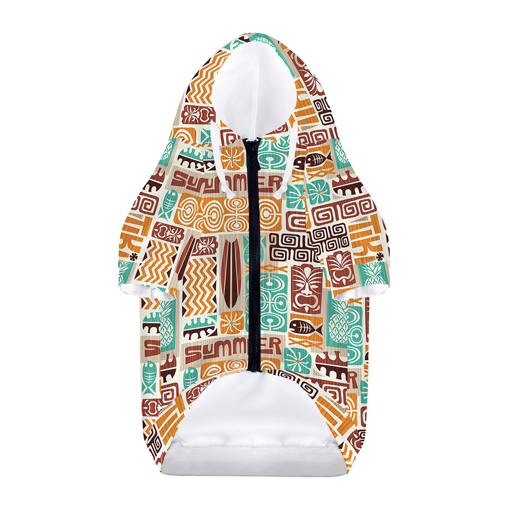 Tropical Tiki Pattern Print Dog Zip Up Hoodie