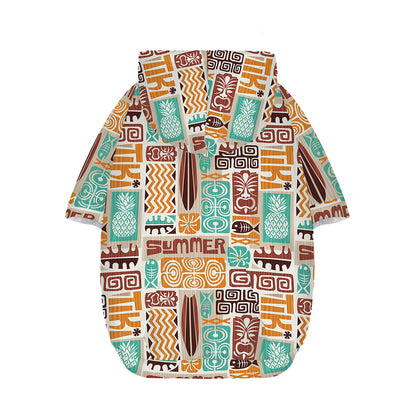 Tropical Tiki Pattern Print Dog Zip Up Hoodie