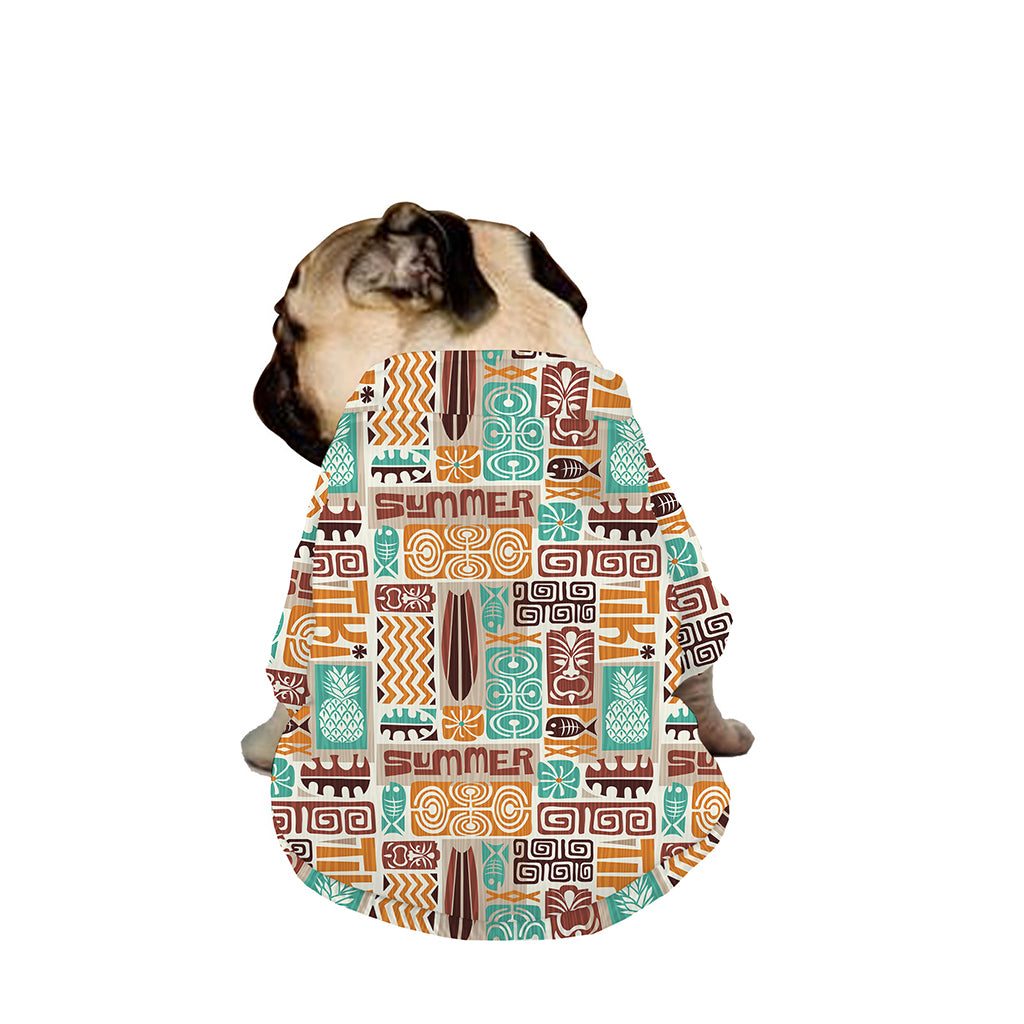 Tropical Tiki Pattern Print Dog Zip Up Jacket