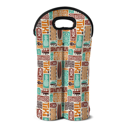 Tropical Tiki Pattern Print Double Neoprene Wine Tote
