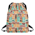 Tropical Tiki Pattern Print Drawstring Backpack