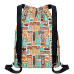 Tropical Tiki Pattern Print Drawstring Backpack