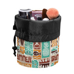 Tropical Tiki Pattern Print Drawstring Makeup Bag