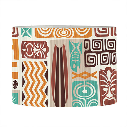Tropical Tiki Pattern Print Drum Lamp Shade