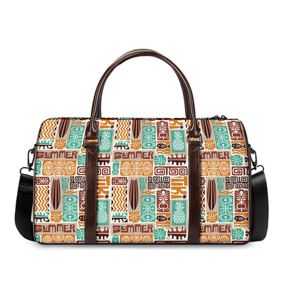 Tropical Tiki Pattern Print Duffle Bag