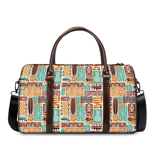 Tropical Tiki Pattern Print Duffle Bag