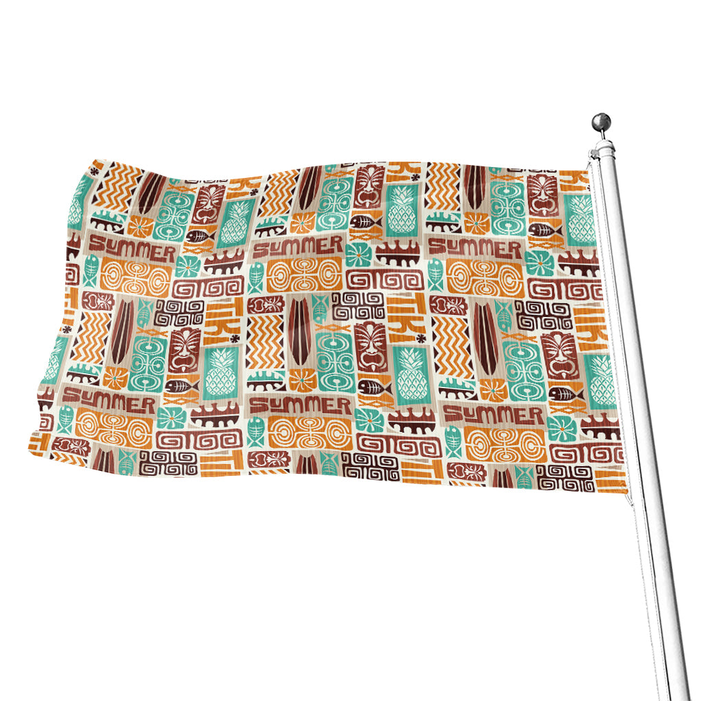 Tropical Tiki Pattern Print Flag