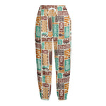 Tropical Tiki Pattern Print Fleece Lined Knit Pants