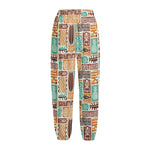Tropical Tiki Pattern Print Fleece Lined Knit Pants