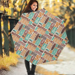 Tropical Tiki Pattern Print Foldable Umbrella