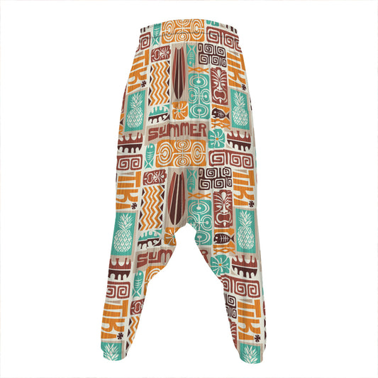 Tropical Tiki Pattern Print Hammer Pants
