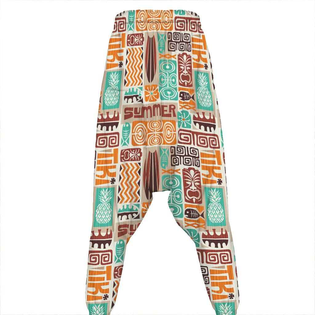 Tropical Tiki Pattern Print Hammer Pants