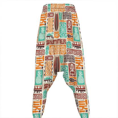 Tropical Tiki Pattern Print Hammer Pants