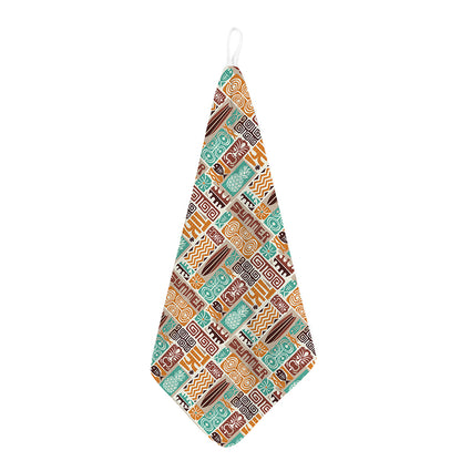 Tropical Tiki Pattern Print Hand Towel