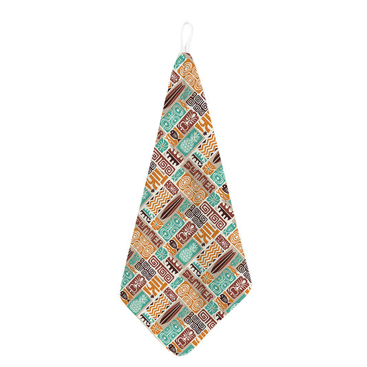 Tropical Tiki Pattern Print Hand Towel