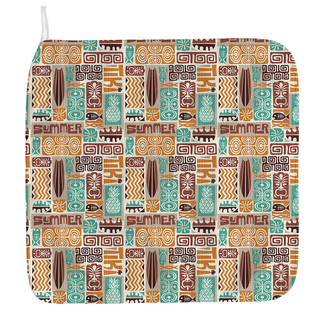 Tropical Tiki Pattern Print Hand Towel